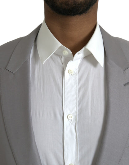 Manteau blazer Dolce & Gabbana gris en laine à revers cranté et simple boutonnage