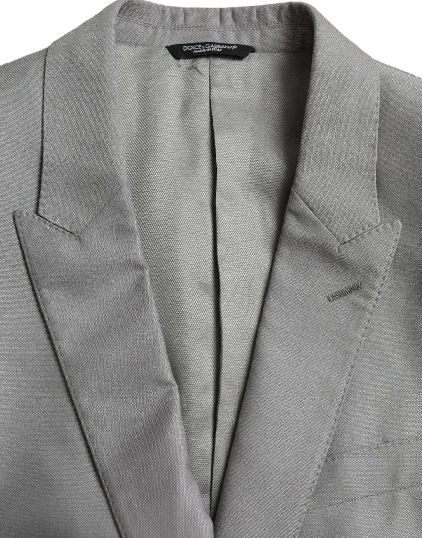 Manteau blazer Dolce & Gabbana gris en laine à revers cranté et simple boutonnage