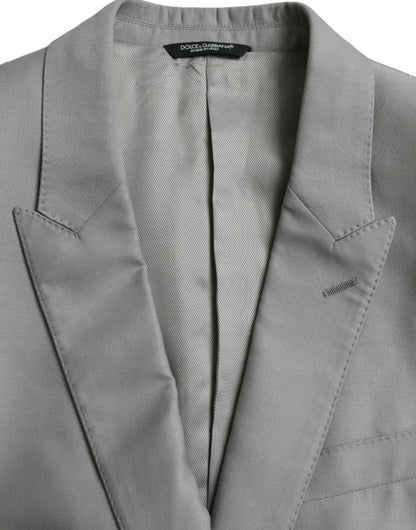 Manteau blazer Dolce & Gabbana gris en laine à revers cranté et simple boutonnage