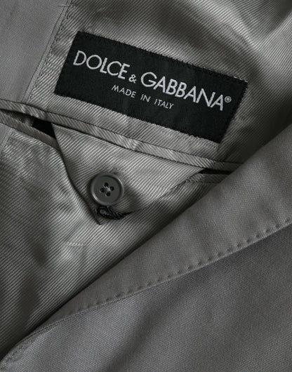 Manteau blazer Dolce & Gabbana gris en laine à revers cranté et simple boutonnage