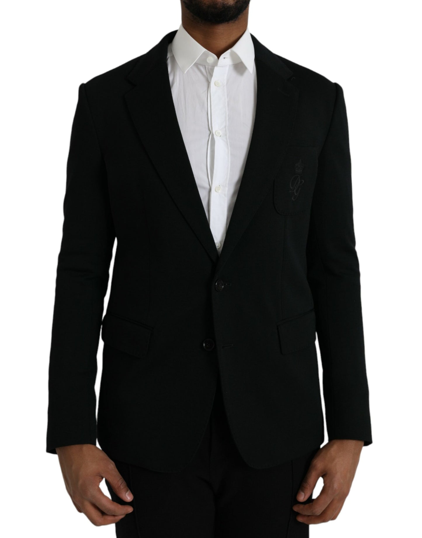 Blazer en laine noir à revers cranté et simple boutonnage Dolce & Gabbana
