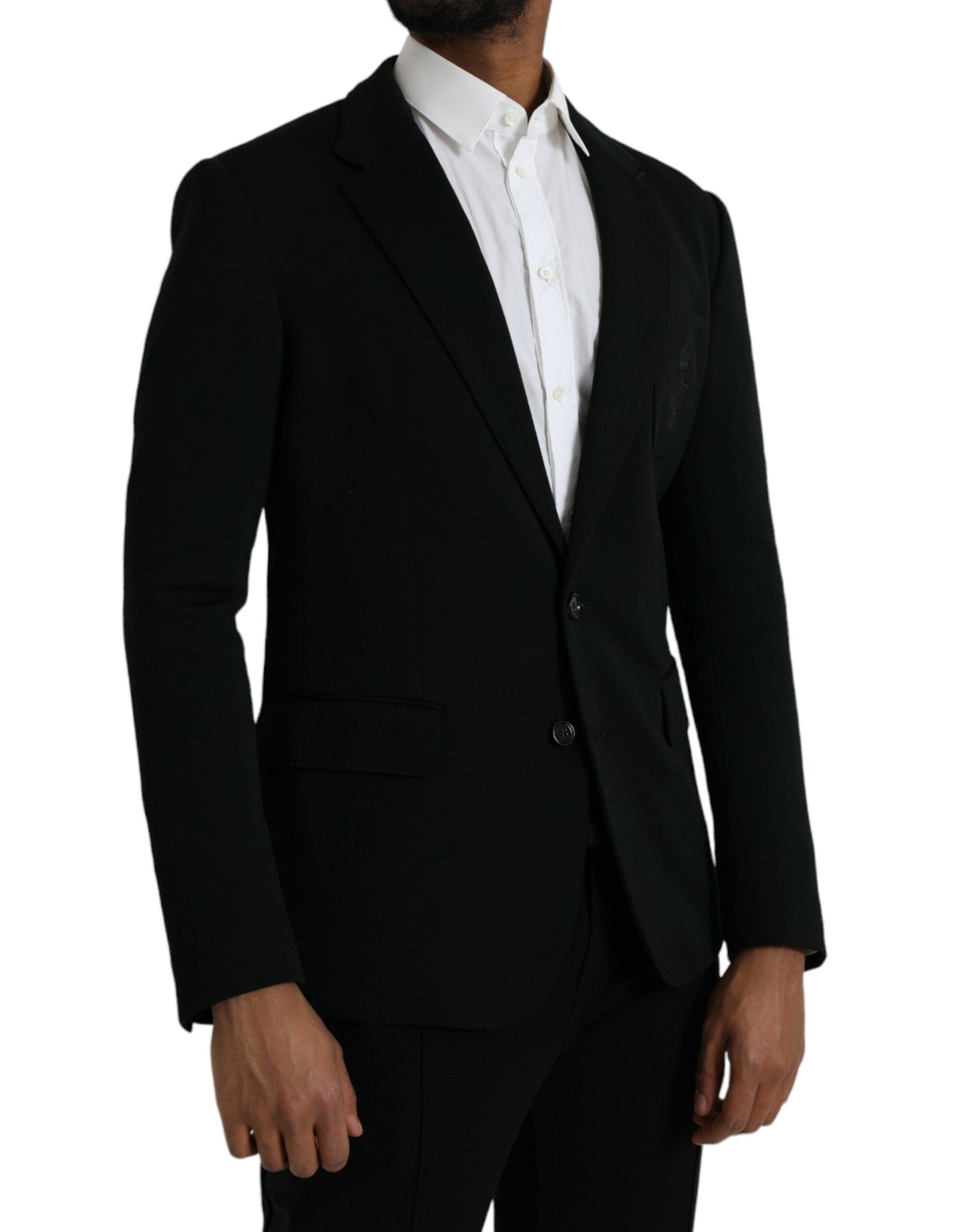 Blazer en laine noir à revers cranté et simple boutonnage Dolce & Gabbana