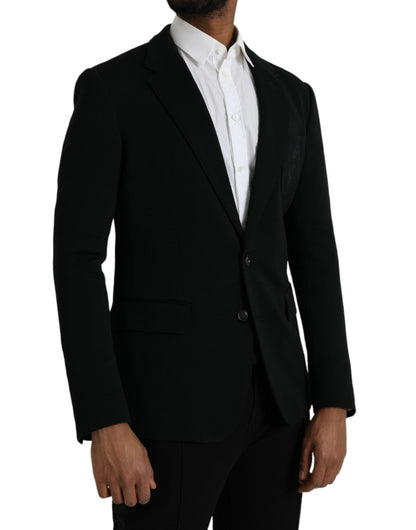 Blazer en laine noir à revers cranté et simple boutonnage Dolce & Gabbana