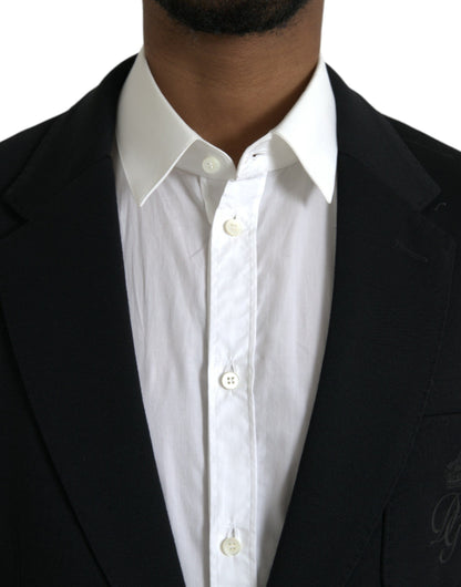 Blazer en laine noir à revers cranté et simple boutonnage Dolce & Gabbana