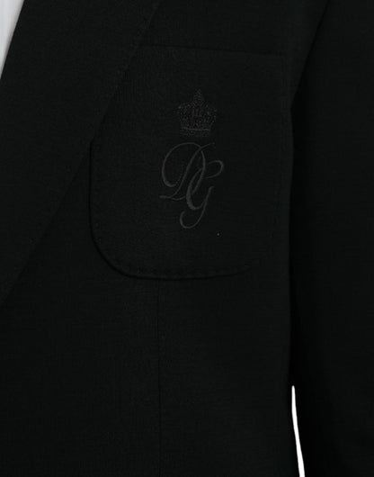 Blazer en laine noir à revers cranté et simple boutonnage Dolce & Gabbana