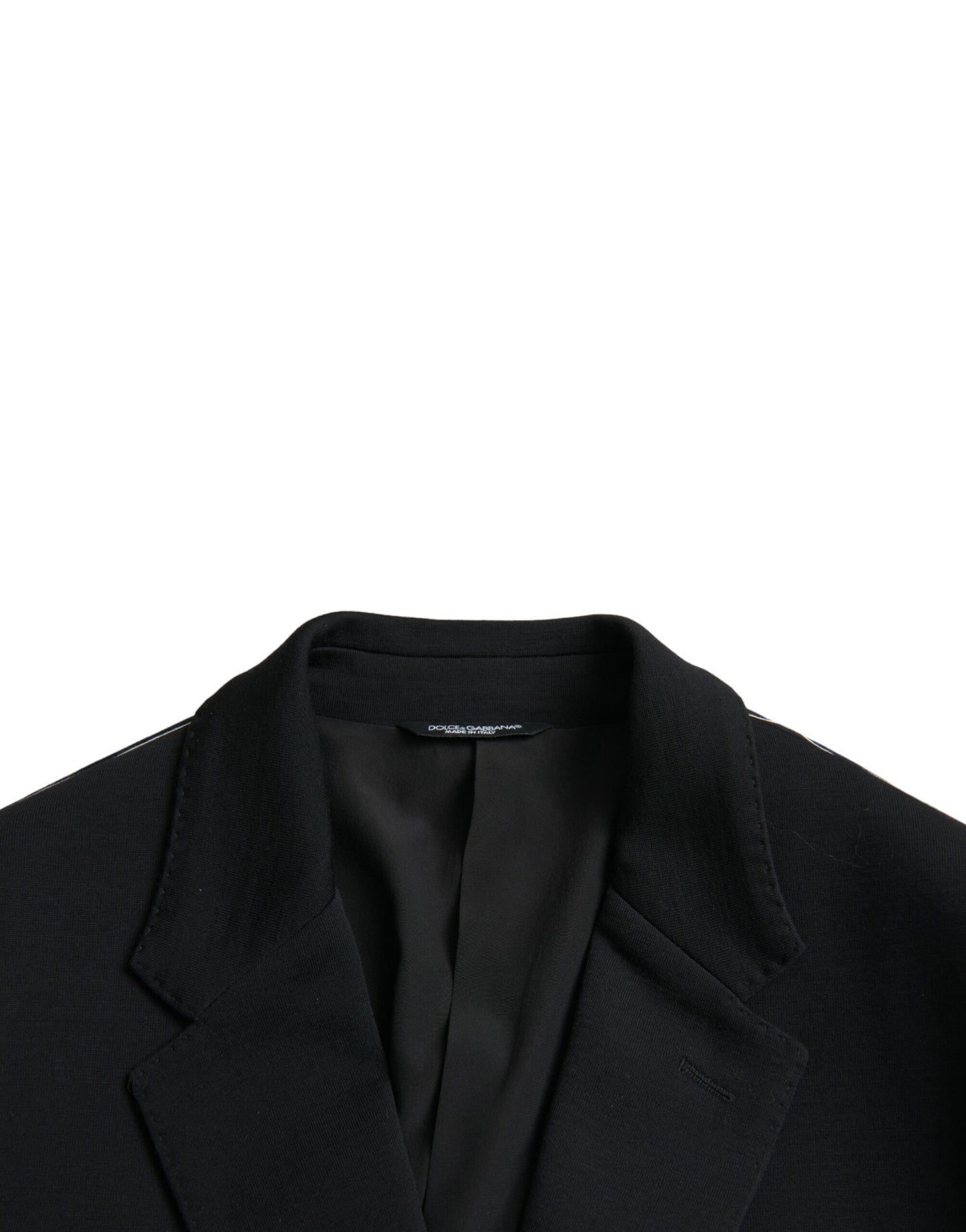 Blazer en laine noir à revers cranté et simple boutonnage Dolce & Gabbana