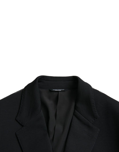 Blazer en laine noir à revers cranté et simple boutonnage Dolce & Gabbana