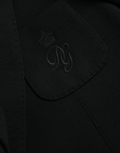 Blazer en laine noir à revers cranté et simple boutonnage Dolce & Gabbana