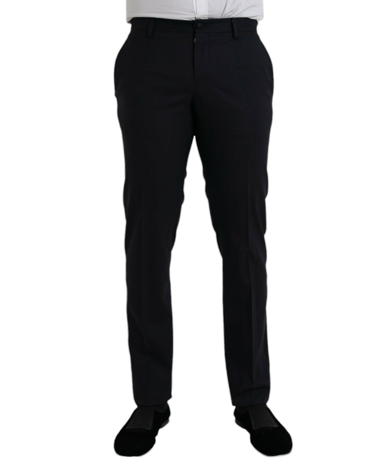 Pantalon de costume ajusté en laine bleu foncé Dolce & Gabbana
