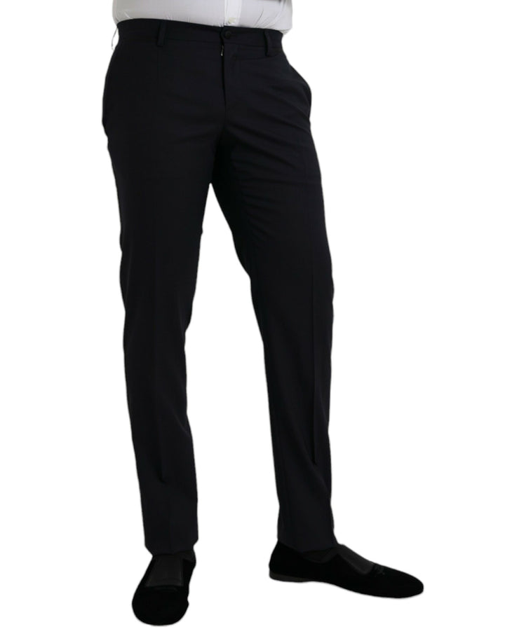 Pantalon de costume ajusté en laine bleu foncé Dolce & Gabbana