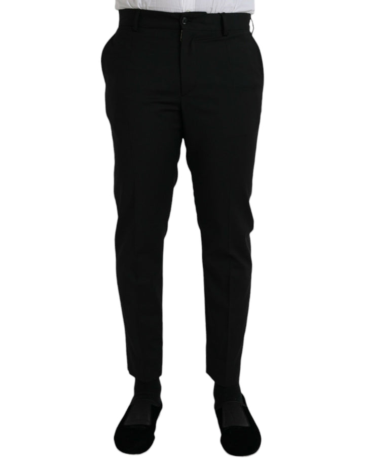 Pantalon de costume ajusté en laine noire Dolce & Gabbana