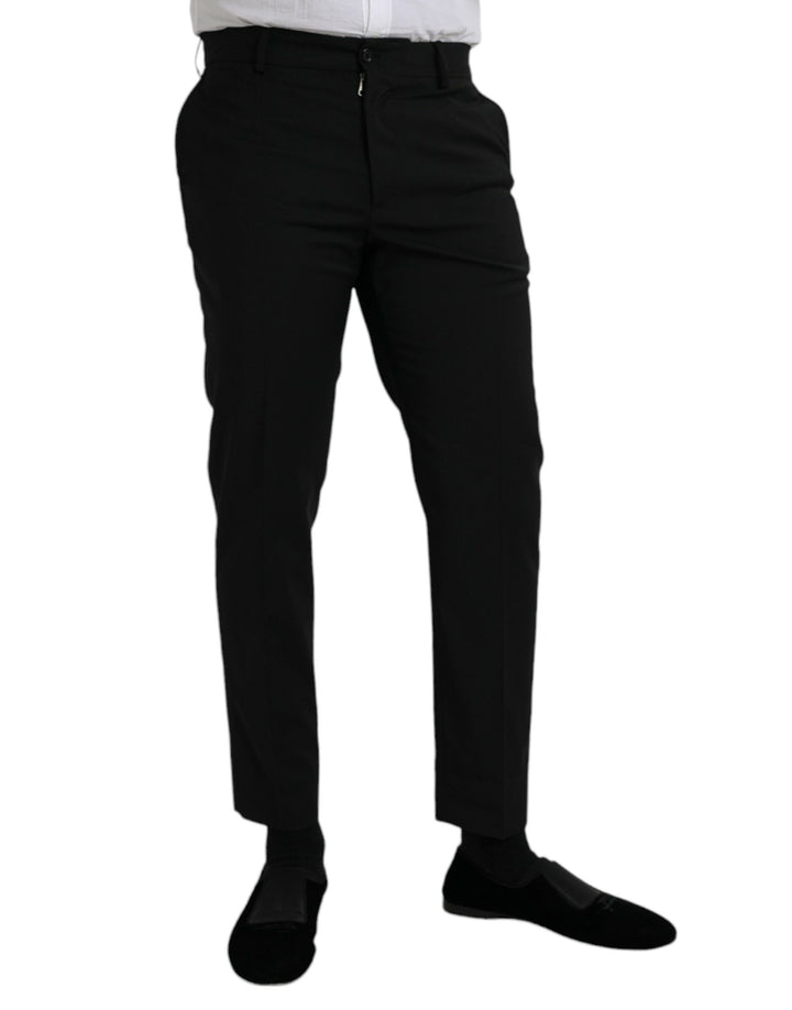 Pantalon de costume ajusté en laine noire Dolce & Gabbana