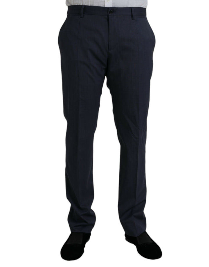 Pantalon de costume ajusté en laine bleue Dolce & Gabbana