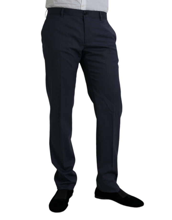 Pantalon de costume ajusté en laine bleue Dolce & Gabbana