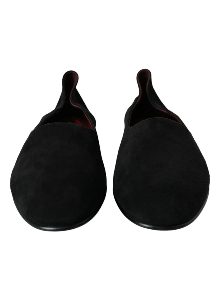 Mocasines de ante negros Dolce & Gabbana Zapatos de vestir formales sin cordones