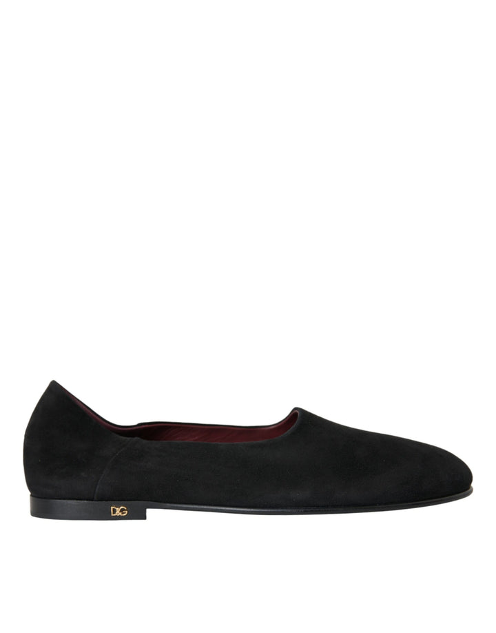Mocasines de ante negros Dolce & Gabbana Zapatos de vestir formales sin cordones