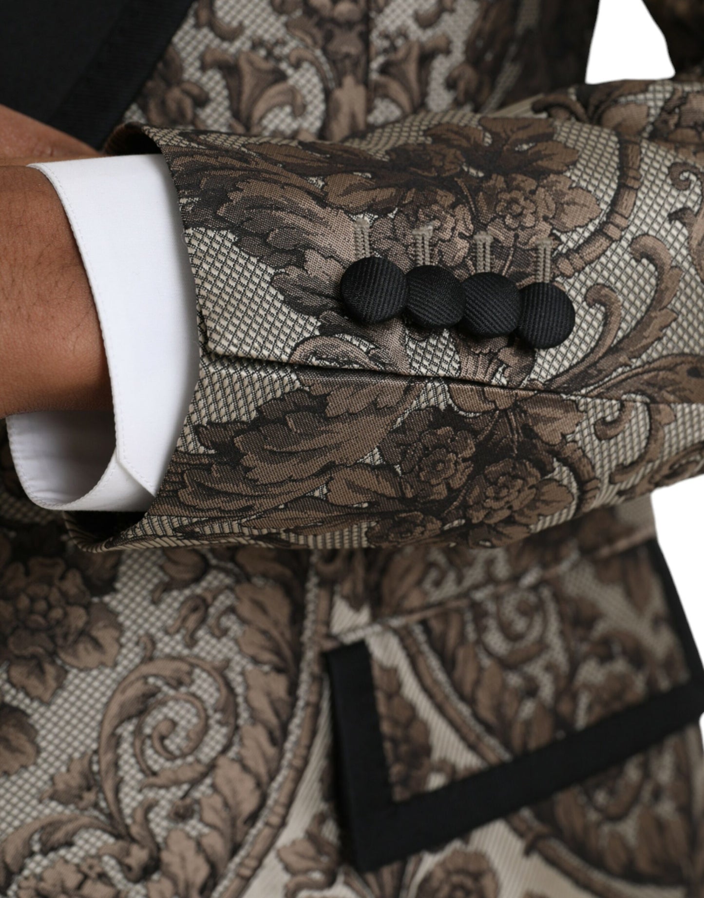 Traje Formal de 3 Piezas de Jacquard Floral Marrón Dolce & Gabbana