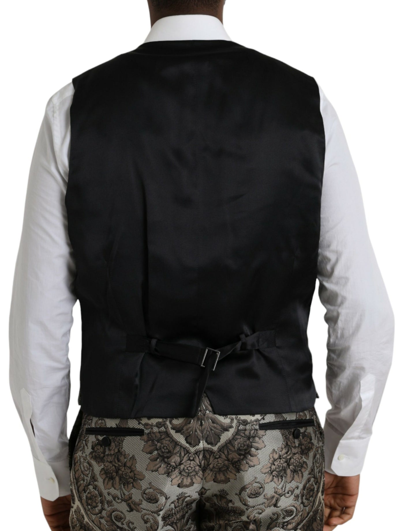 Traje Formal de 3 Piezas de Jacquard Floral Marrón Dolce & Gabbana