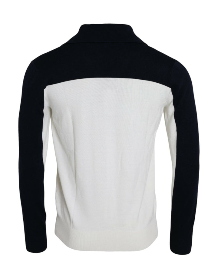 Dolce & Gabbana Blanco Negro SICILIA Camisa Henley Suéter
