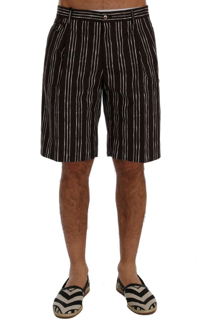 Shorts décontractés en chanvre rayé blanc et bordeaux Dolce & Gabbana