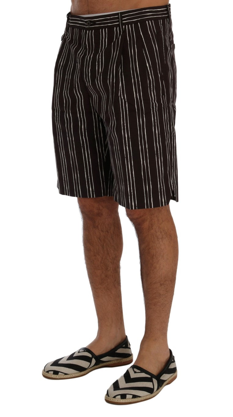 Shorts décontractés en chanvre rayé blanc et bordeaux Dolce & Gabbana