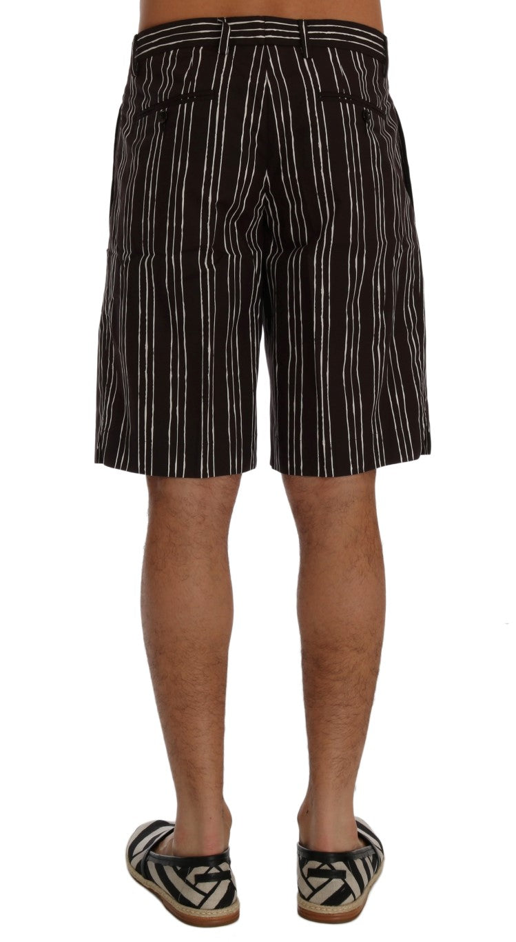 Shorts décontractés en chanvre rayé blanc et bordeaux Dolce & Gabbana