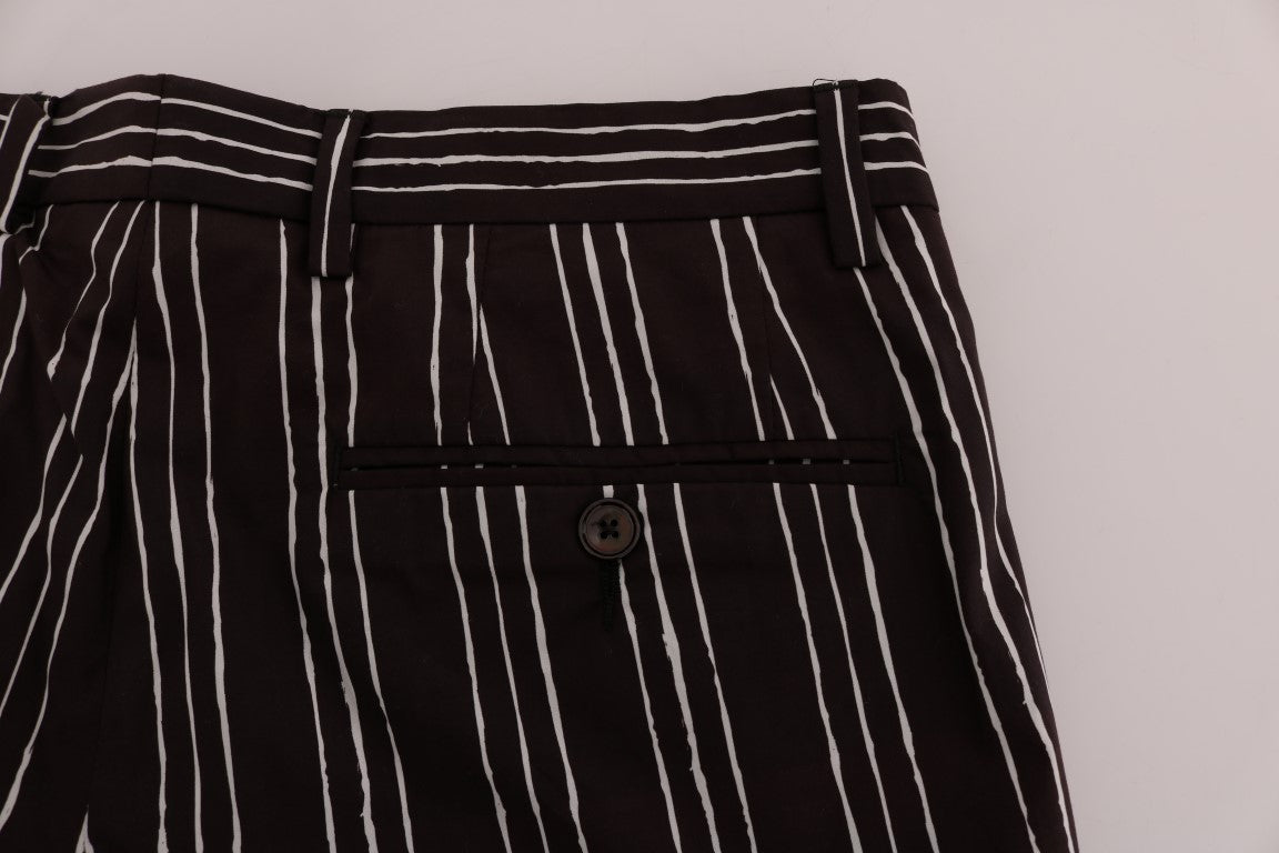 Shorts décontractés en chanvre rayé blanc et bordeaux Dolce & Gabbana