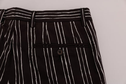Shorts décontractés en chanvre rayé blanc et bordeaux Dolce & Gabbana
