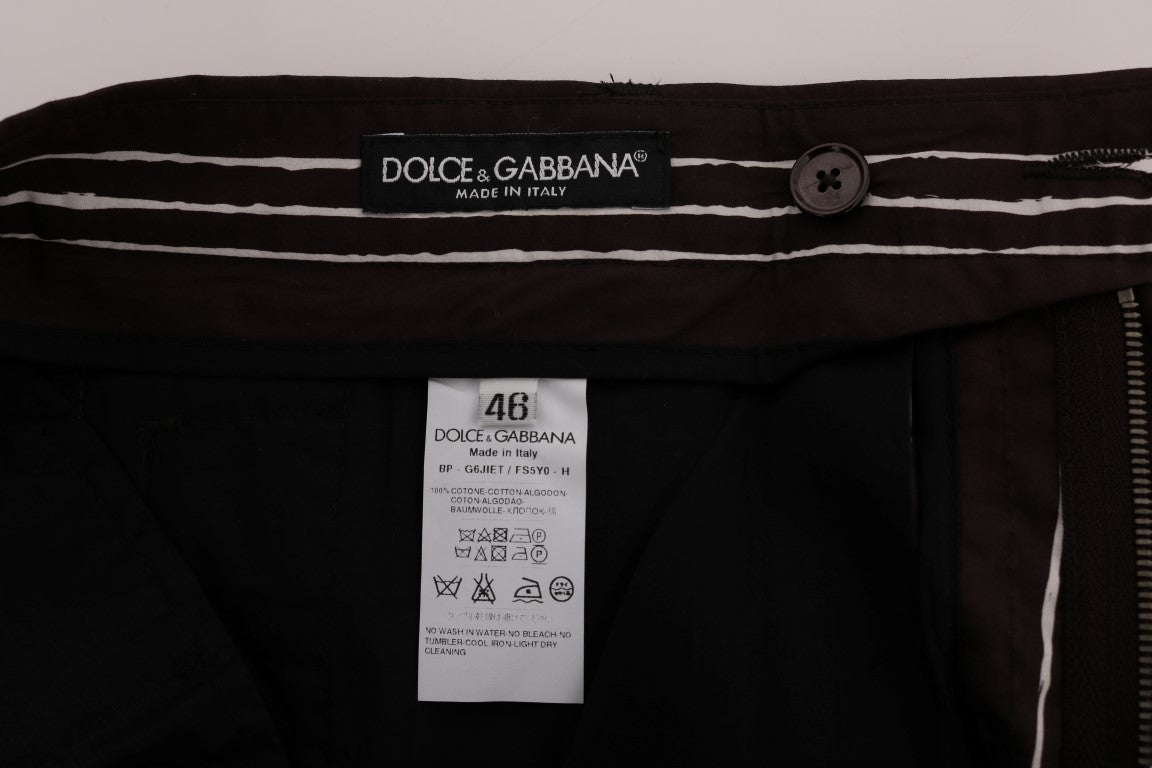 Shorts décontractés en chanvre rayé blanc et bordeaux Dolce & Gabbana
