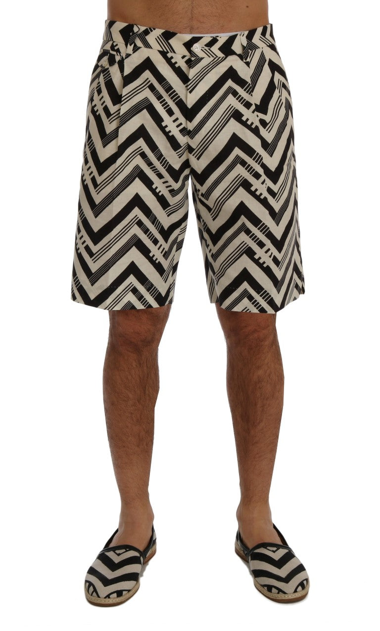 Shorts Dolce & Gabbana en coton et lin rayés blanc et noir