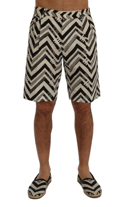 Shorts Dolce & Gabbana en coton et lin rayés blanc et noir