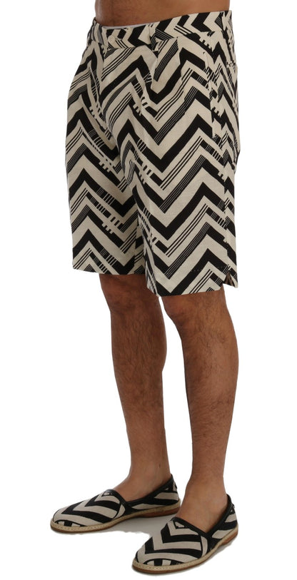 Shorts Dolce & Gabbana en coton et lin rayés blanc et noir
