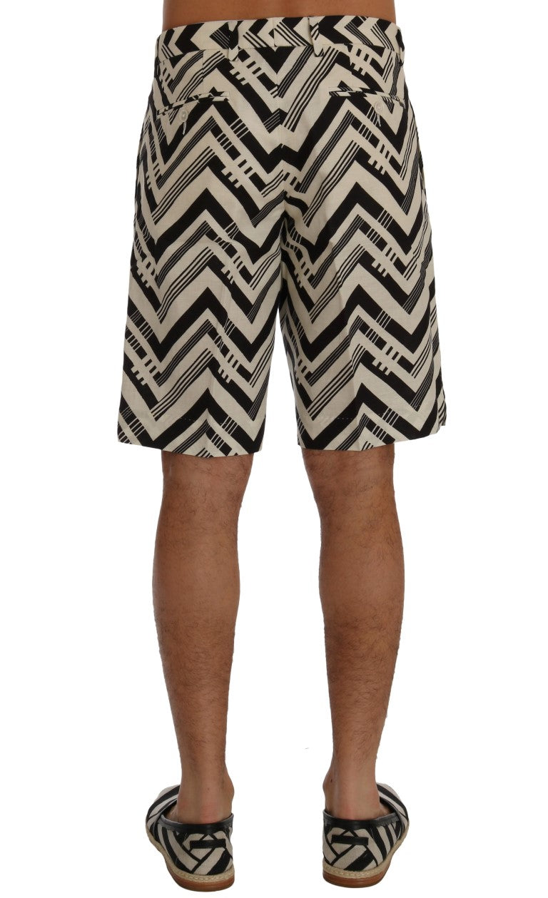 Shorts Dolce & Gabbana en coton et lin rayés blanc et noir