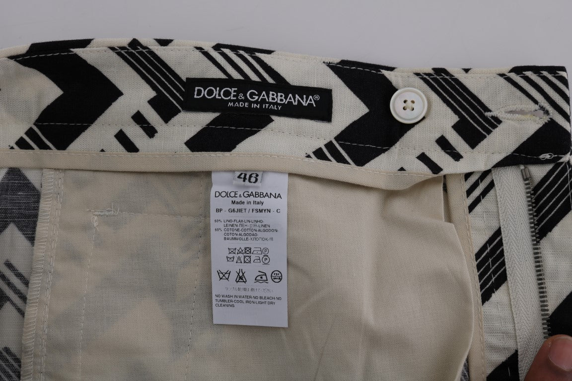 Shorts Dolce & Gabbana en coton et lin rayés blanc et noir