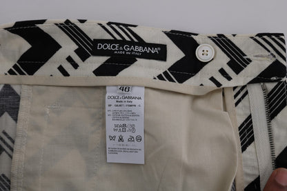 Shorts Dolce & Gabbana en coton et lin rayés blanc et noir
