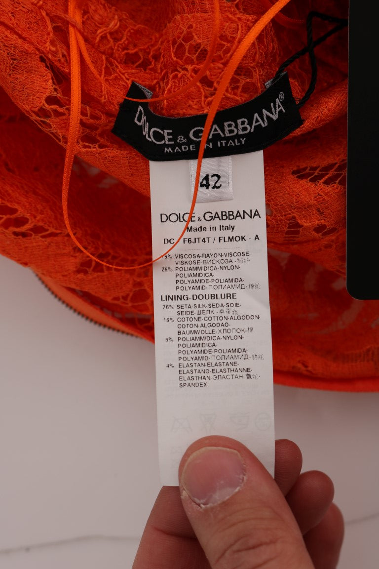 Robe longue fourreau Dolce & Gabbana en ricamo floral orange