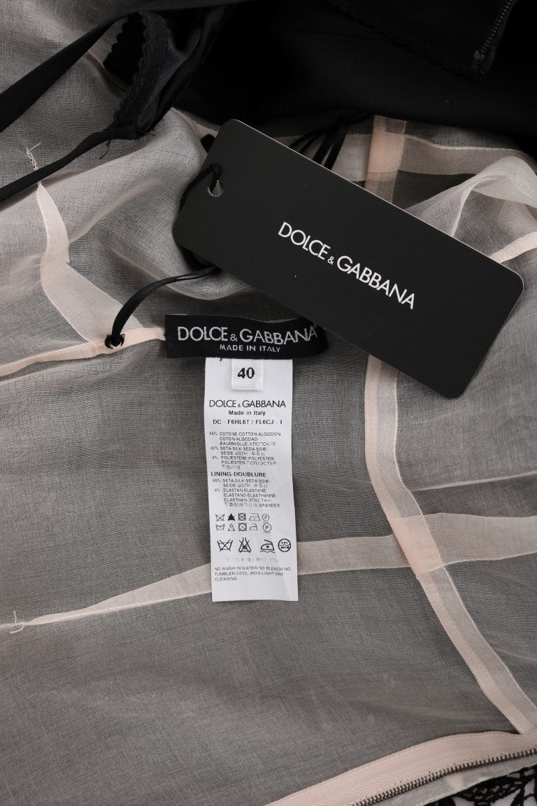 Robe longue Dolce & Gabbana en coton et soie noirs à motif floral