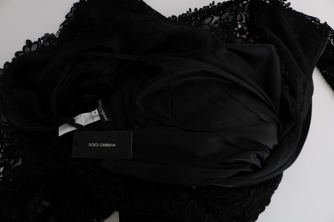 Robe longue Dolce & Gabbana fourreau noire florale Ricamo