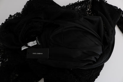 Robe longue Dolce & Gabbana fourreau noire florale Ricamo