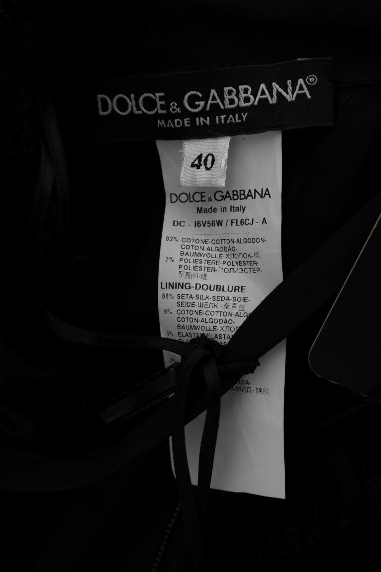Robe longue Dolce & Gabbana fourreau noire florale Ricamo