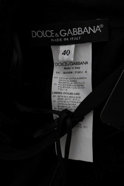 Robe longue Dolce & Gabbana fourreau noire florale Ricamo