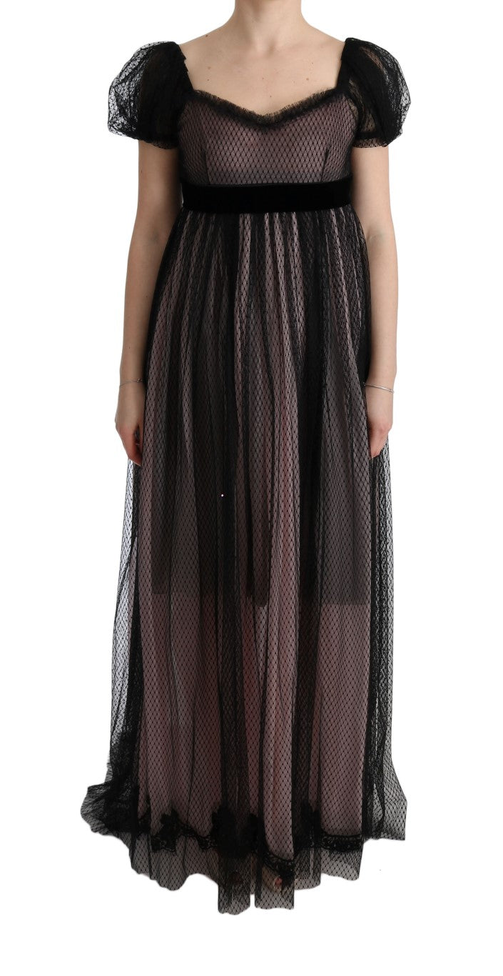 Robe longue Dolce & Gabbana en soie noire et rose