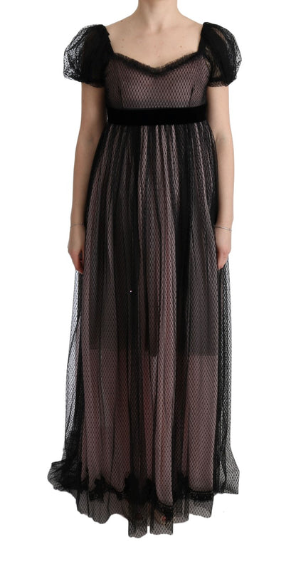 Robe longue Dolce & Gabbana en soie noire et rose
