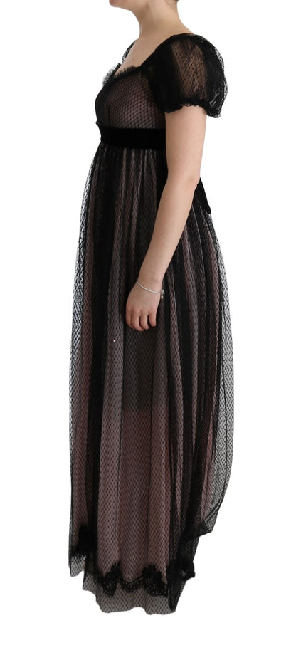 Robe longue Dolce & Gabbana en soie noire et rose