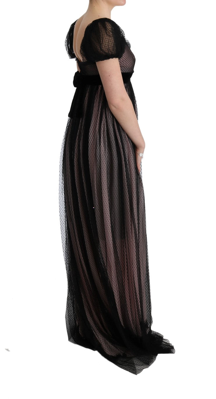 Robe longue Dolce & Gabbana en soie noire et rose
