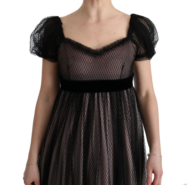 Robe longue Dolce & Gabbana en soie noire et rose