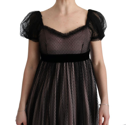 Robe longue Dolce & Gabbana en soie noire et rose