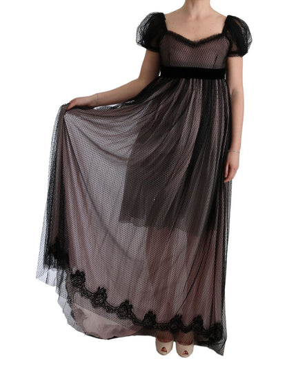 Robe longue Dolce & Gabbana en soie noire et rose