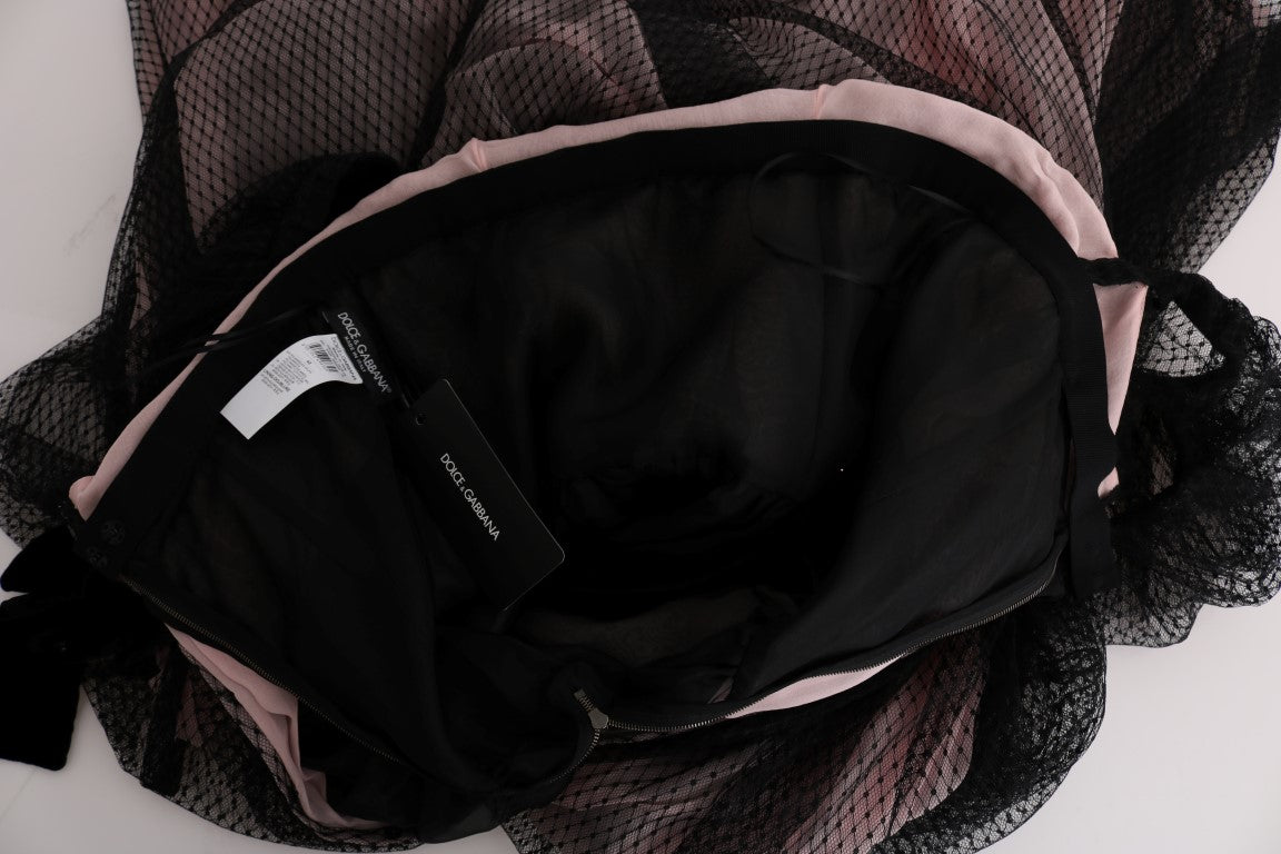 Robe longue Dolce & Gabbana en soie noire et rose