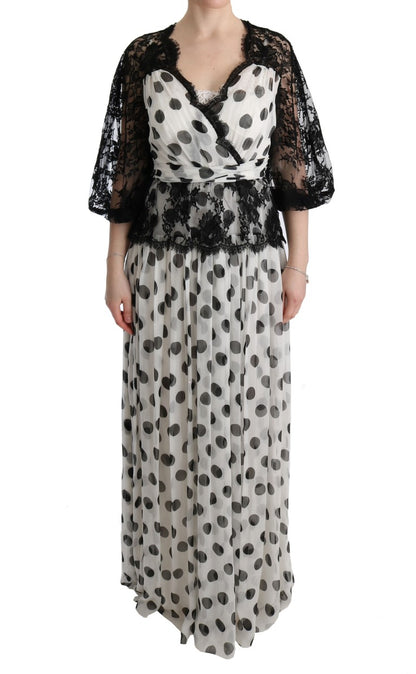 Robe à pois et fleurs noire et blanche Dolce & Gabbana